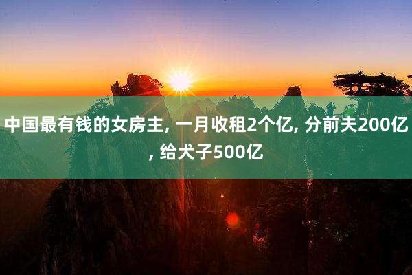 中国最有钱的女房主, 一月收租2个亿, 分前夫200亿, 给犬子500亿